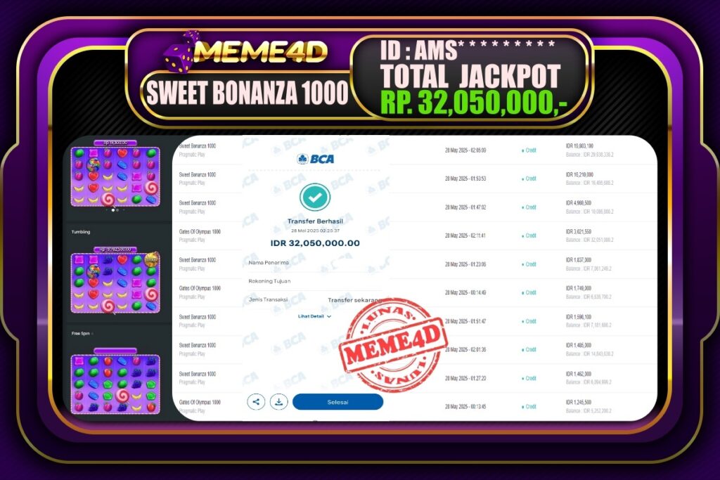 Bukti Jp MEME4D Slot Online 28 Mei 2025