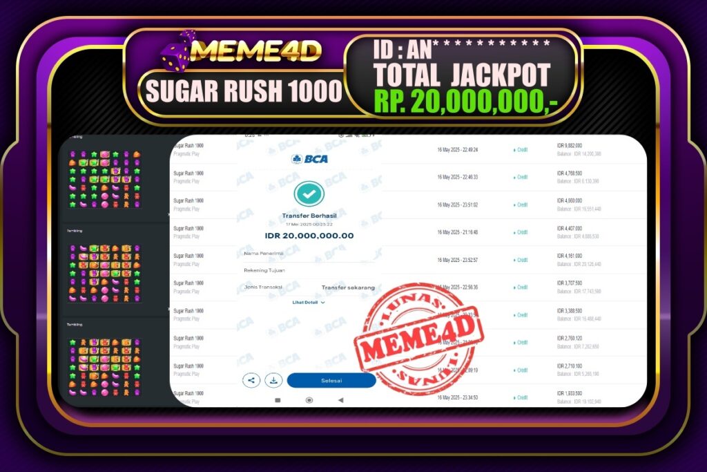 Bukti Jp MEME4D Slot Online 17 Mei 2025