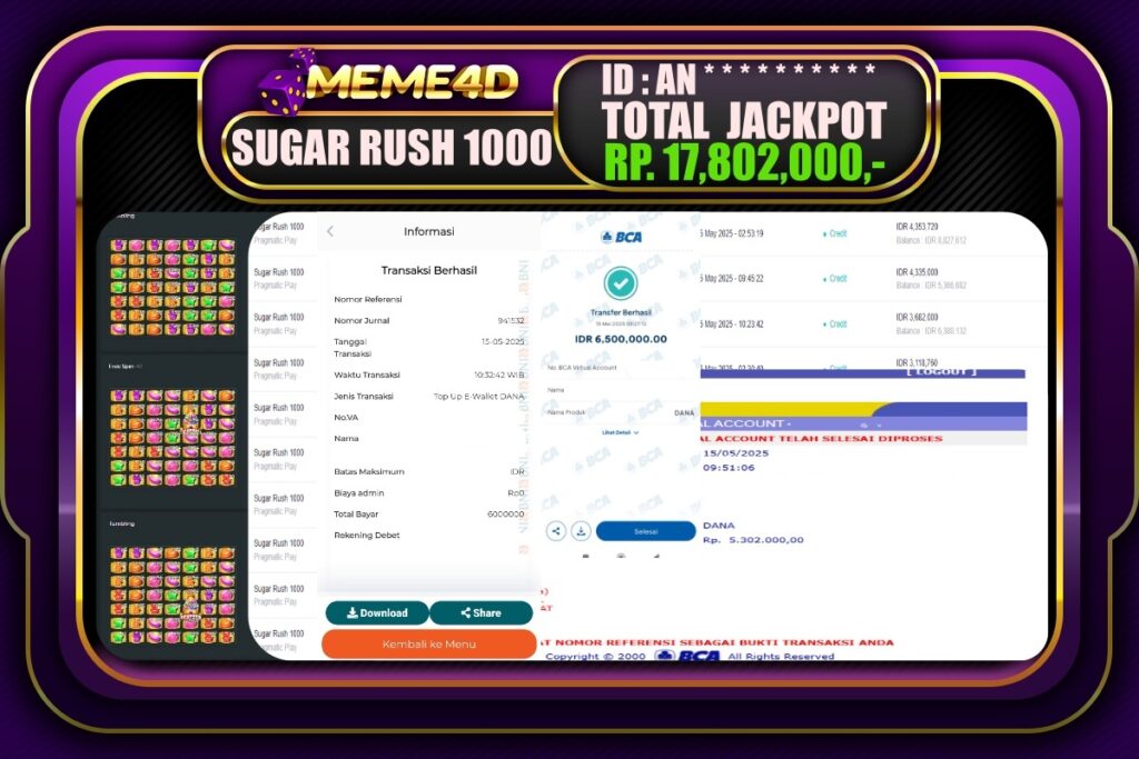 Bukti Jp MEME4D Slot Online 15 Mei 2025