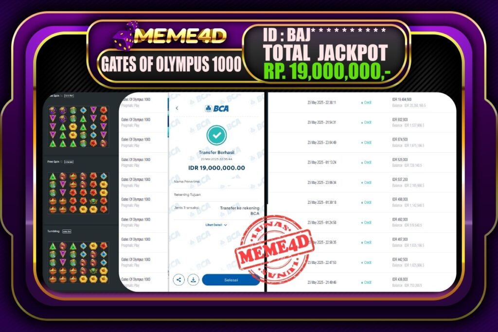 Bukti Jp MEME4D Slot Online 24 Mei 2025