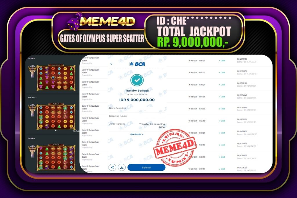 Bukti Jp MEME4D Slot Online 17 Mei 2025