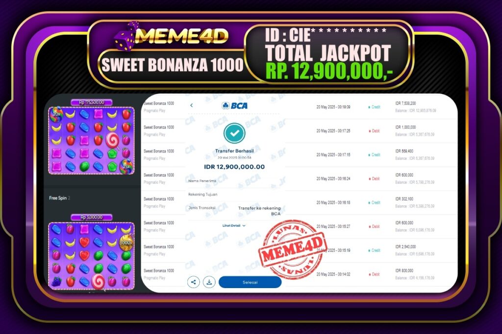Bukti Jp MEME4D Slot Online 20 Mei 2025