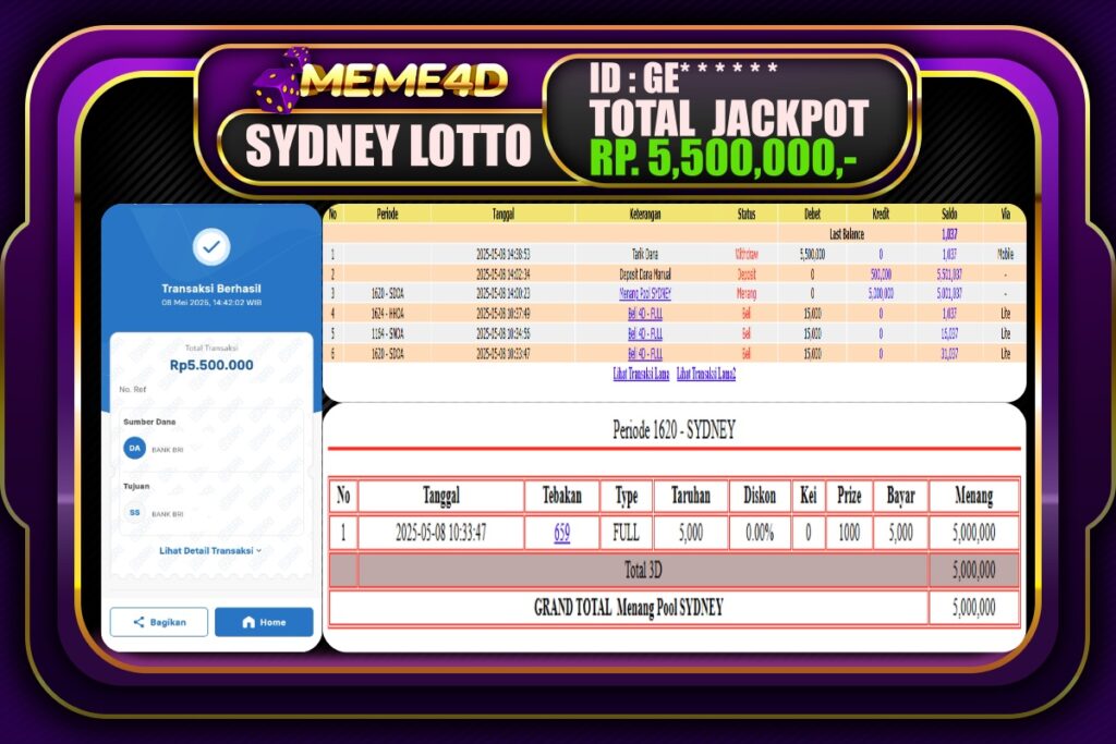 Bukti Jp MEME4D Togel Online 09 Mei 2025