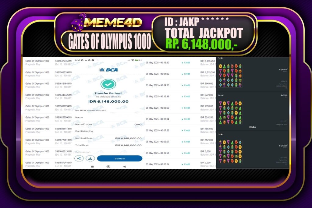 Bukti Jp MEME4D Slot Online 05 Mei 2025