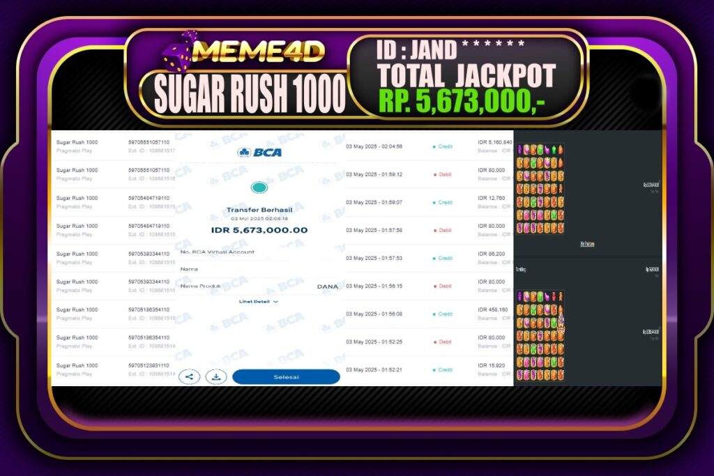 Bukti Jp MEME4D Slot Online 03 Mei 2025