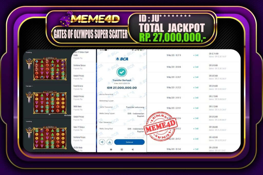 Bukti Jp MEME4D Slot Online 20 Mei 2025