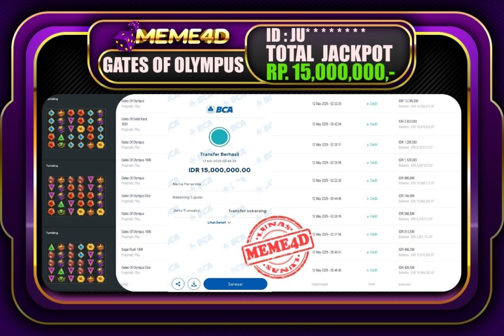 Bukti Jp MEME4D Slot Online 12 Mei 2025