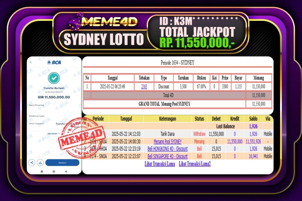 Bukti Jp MEME4D Togel Online 23 Mei 2025