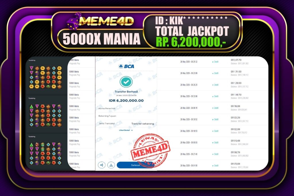 Bukti Jp MEME4D Slot Online 28 Mei 2025