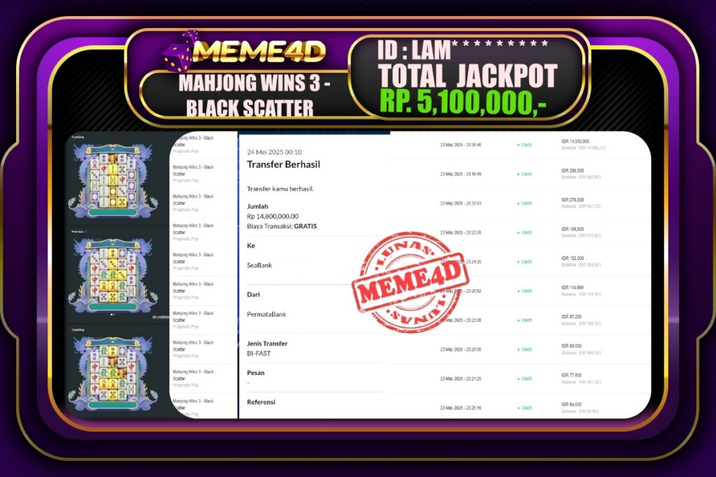 Bukti Jp MEME4D Slot Online 24 Mei 2025