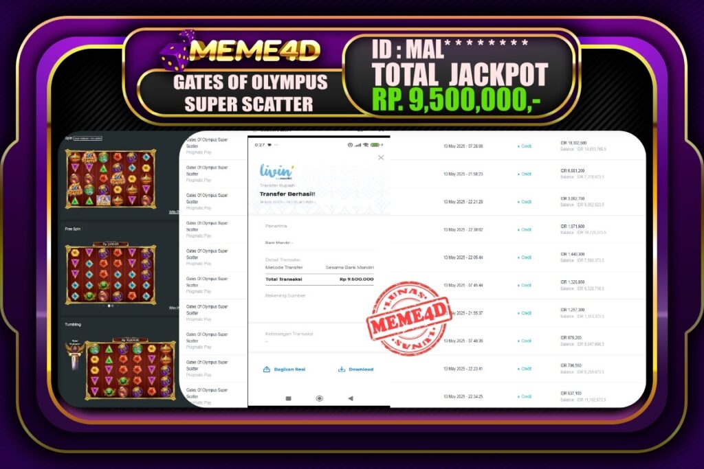 Bukti Jp MEME4D Slot Online 14 Mei 2025