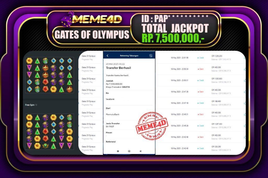 Bukti Jp MEME4D Slot Online 20 Mei 2025