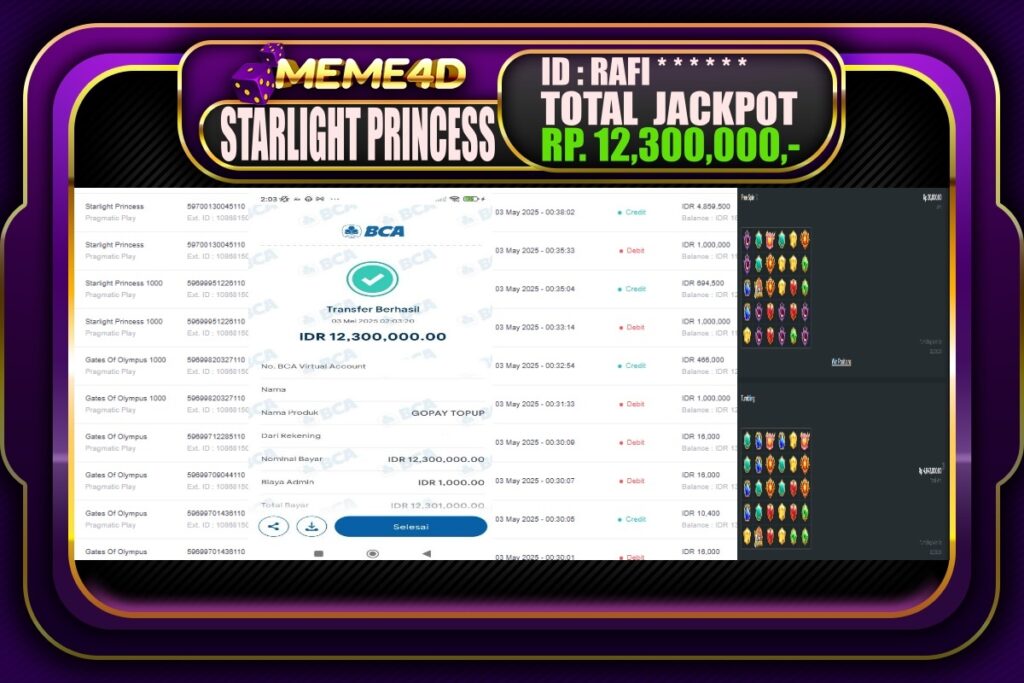 Bukti Jp MEME4D Slot Online 03 Mei 2025