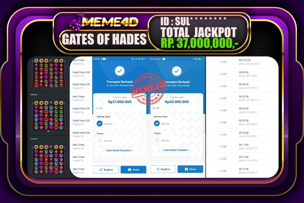 Bukti Jp MEME4D Slot Online 24 Mei 2025