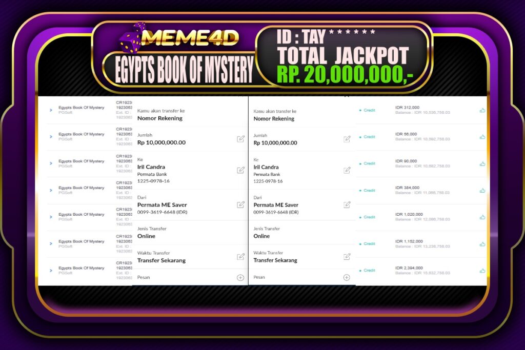 Bukti Jp MEME4D Slot Online 16 Mei 2025