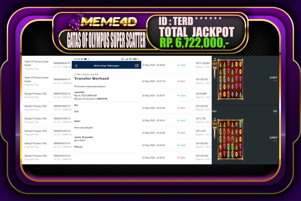 Bukti Jp MEME4D Slot Online 03 Mei 2025