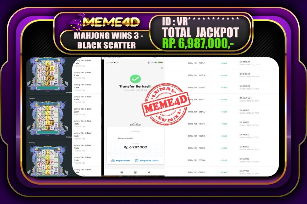 Bukti Jp MEME4D Slot Online 19 Mei 2025