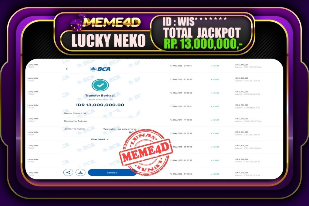 Bukti Jp MEME4D Slot Online 14 Mei 2025