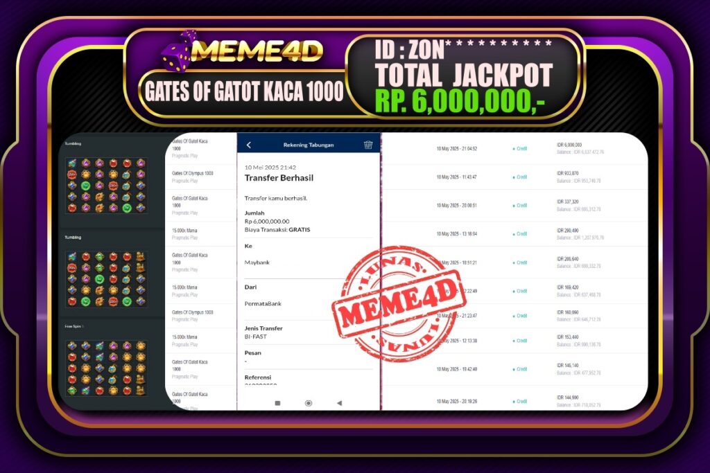 Bukti Jp MEME4D Slot Online 11 Mei 2025