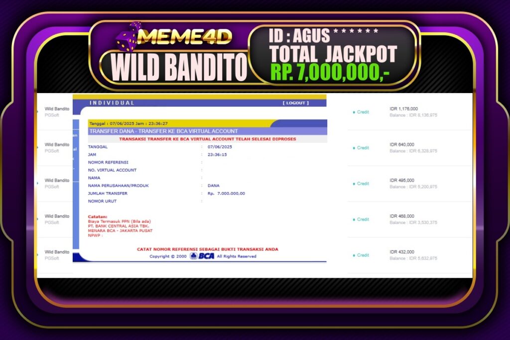 Bukti Jp MEME4D Slot Online 08 Juni 2025