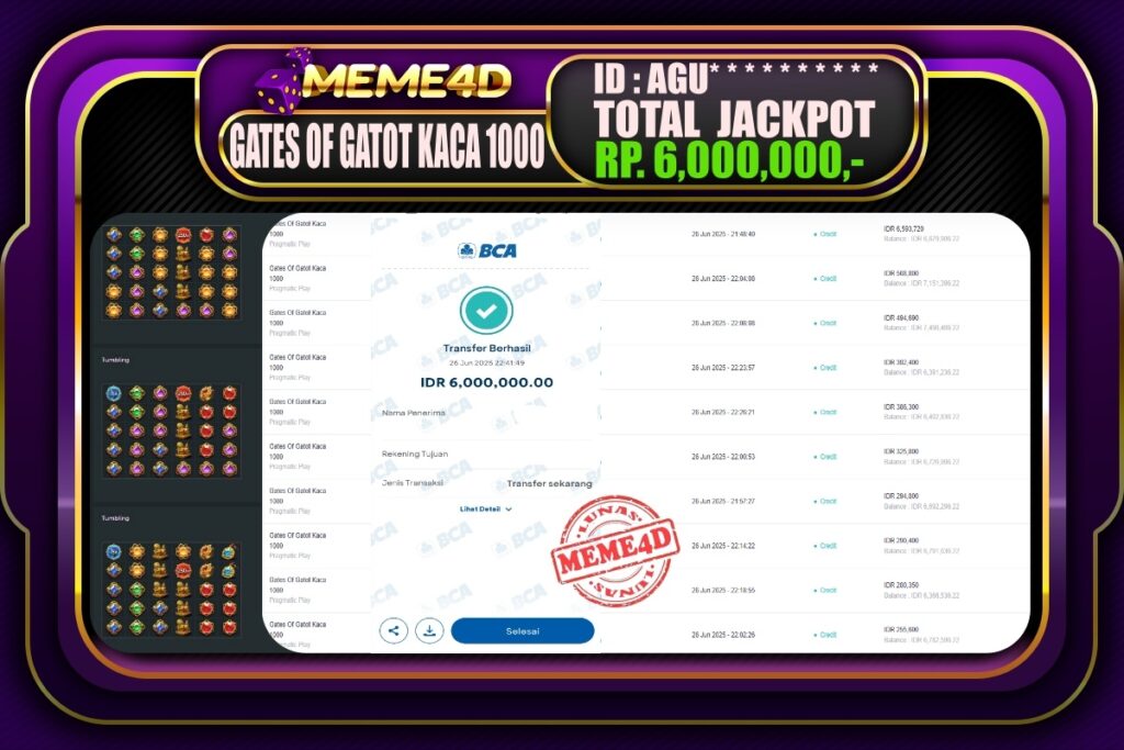 Bukti Jp MEME4D Slot Online 27 Juni 2025