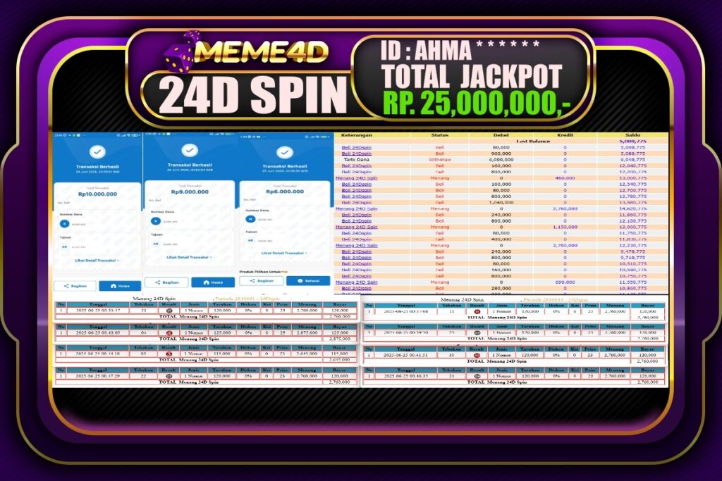 Bukti Jp MEME4D Casino Online 25 Juni 2025