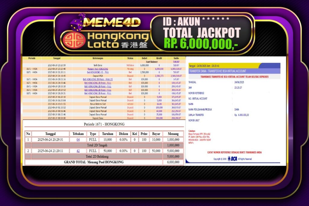 Bukti Jp MEME4D Togel Online 25 Juni 2025