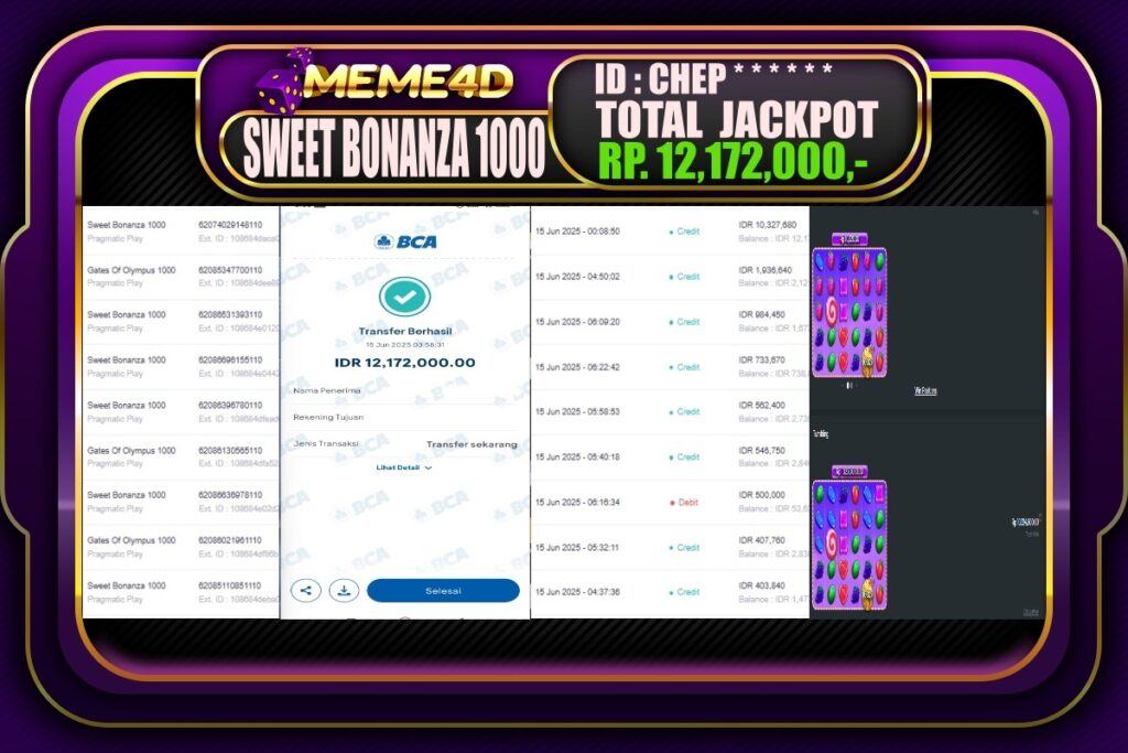 Bukti Jp MEME4D Slot Online 15 Juni 2025