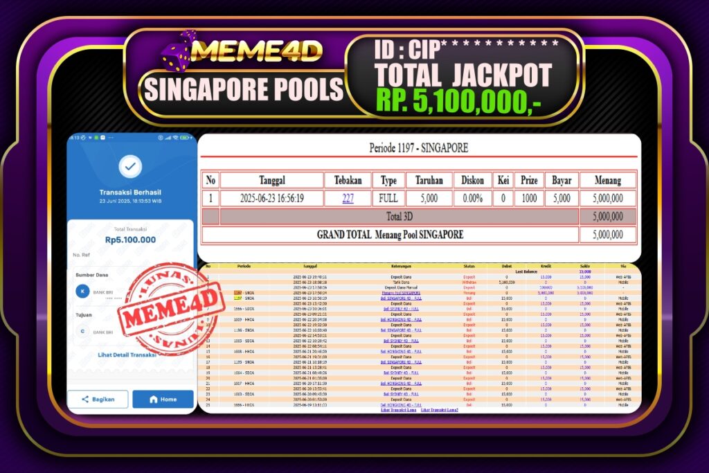 Bukti Jp MEME4D Togel Online 24 Juni 2025
