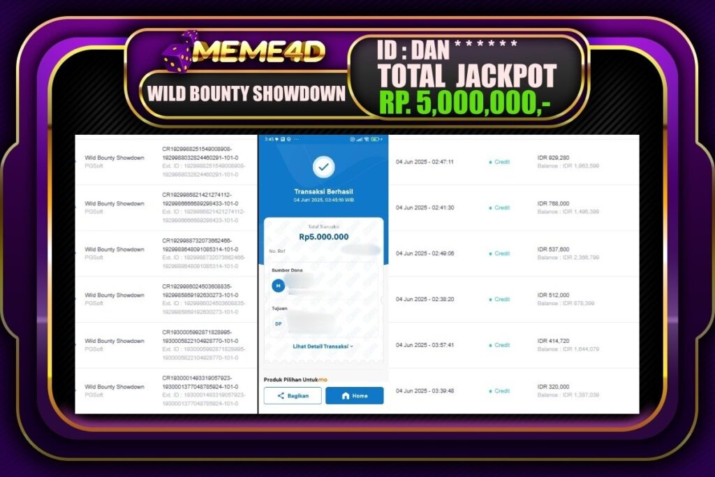 Bukti Jp MEME4D Slot Online 04 Juni 2025