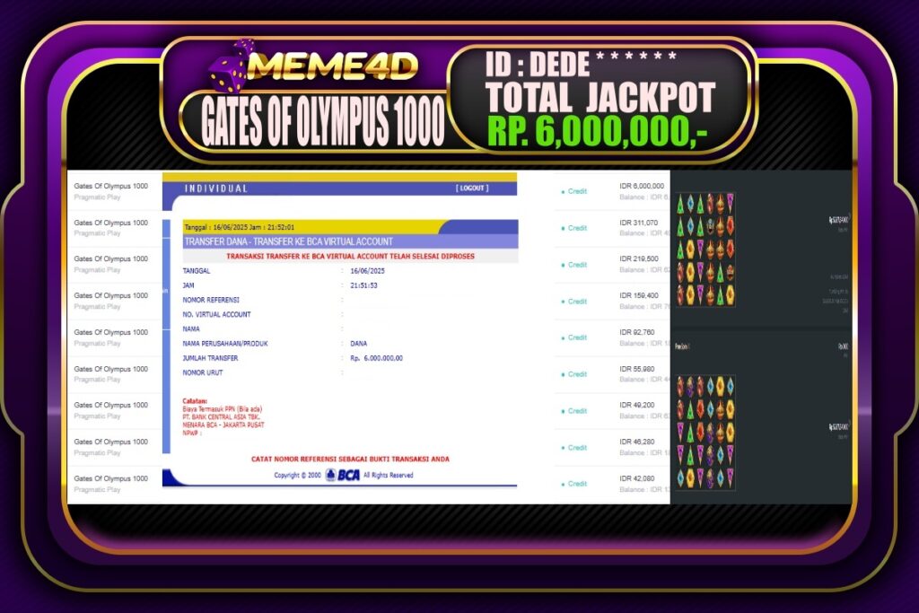 Bukti Jp MEME4D Slot Online 17 Juni 2025