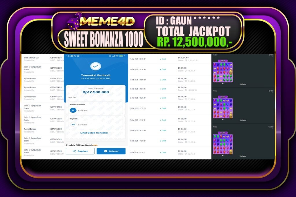 Bukti Jp MEME4D Slot Online 25 Juni 2025