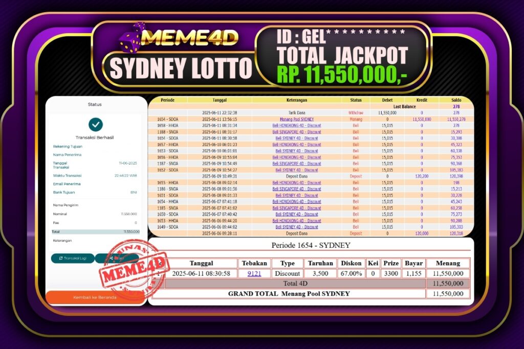 Bukti Jp MEME4D Togel Online 12 Juni 2025