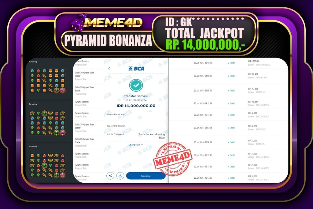 Bukti Jp MEME4D Slot Online 21 Juni 2025