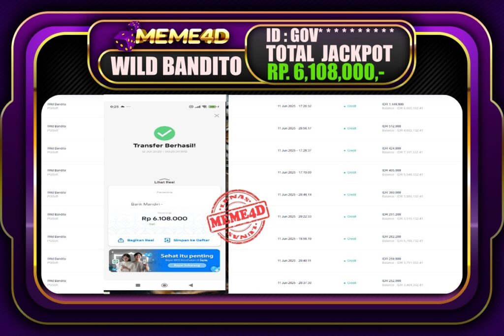 Bukti Jp MEME4D Slot Online 12 Juni 2025