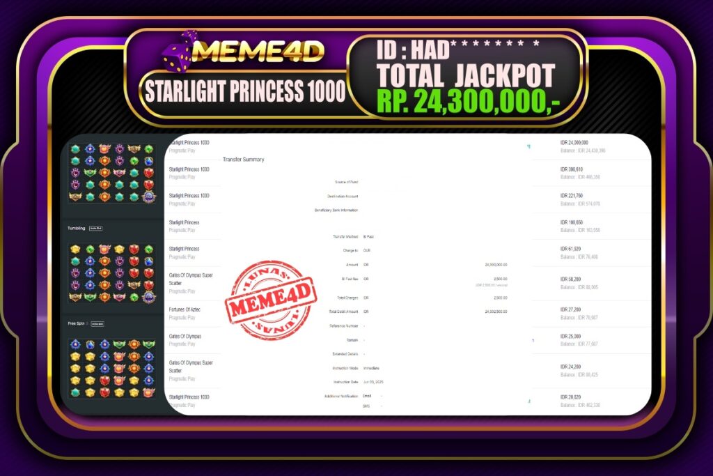 Bukti Jp MEME4D Slot Online 03 Juni 2025