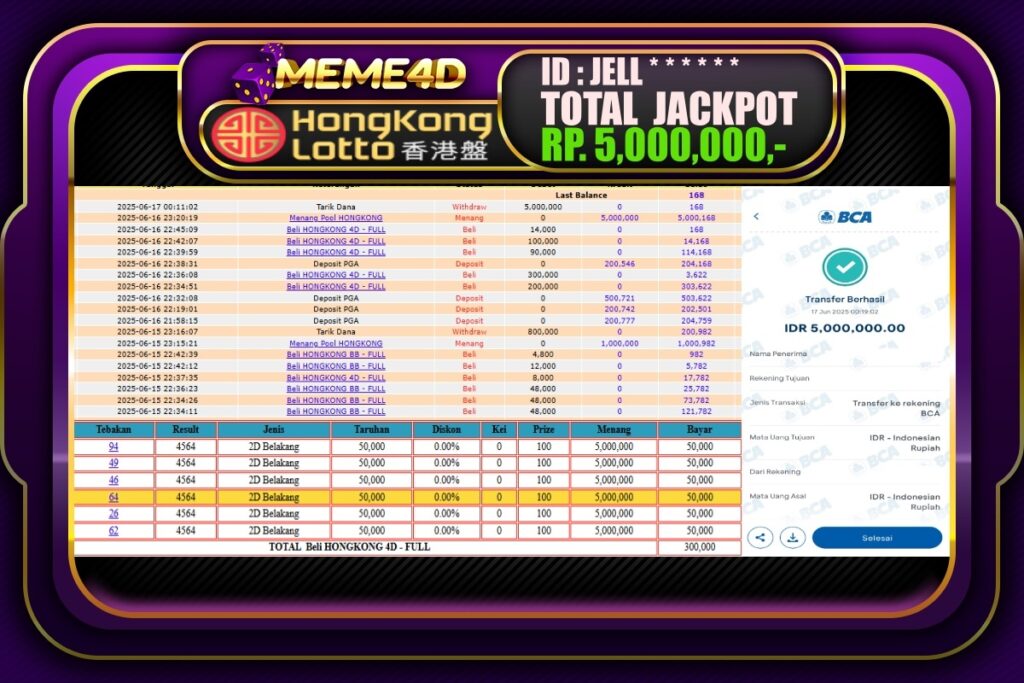 Bukti Jp MEME4D Togel Online 17 Juni 2025
