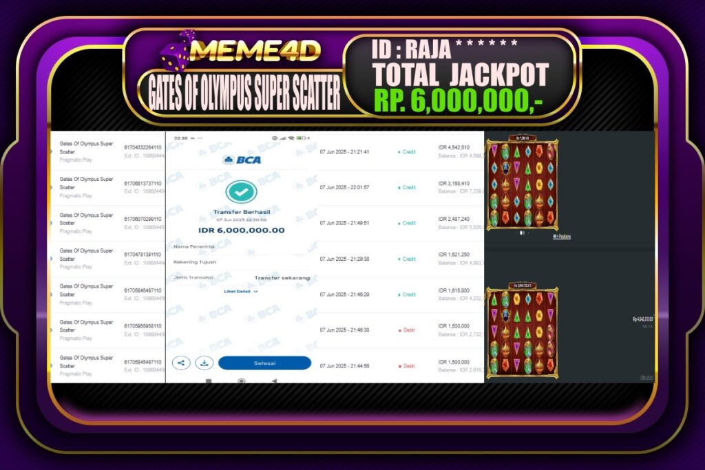 Bukti Jp MEME4D Slot Online 08 Juni 2025