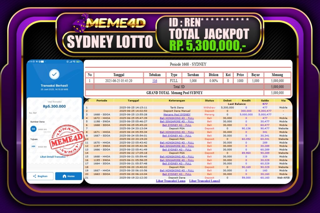 Bukti Jp MEME4D Togel Online 26 Juni 2025