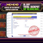 Bukti Jp MEME4D Slot Online 16 Juni 2025