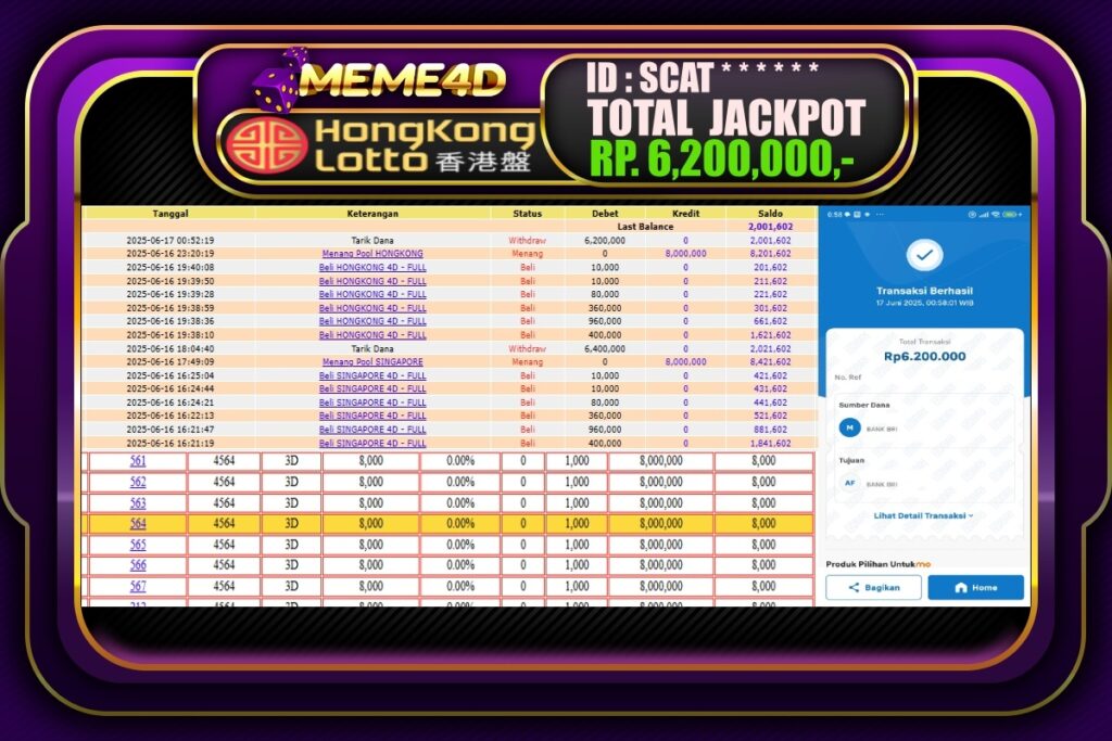 Bukti Jp MEME4D Togel Online 17 Juni 2025