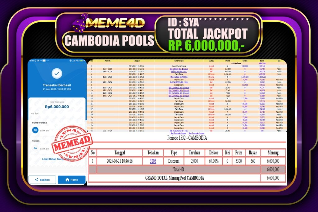 Bukti Jp MEME4D Togel Online 22 Juni 2025