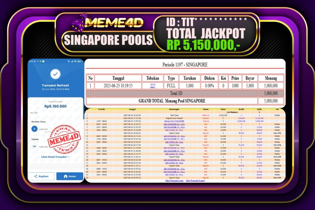 Bukti Jp MEME4D Togel Online 24 Juni 2025