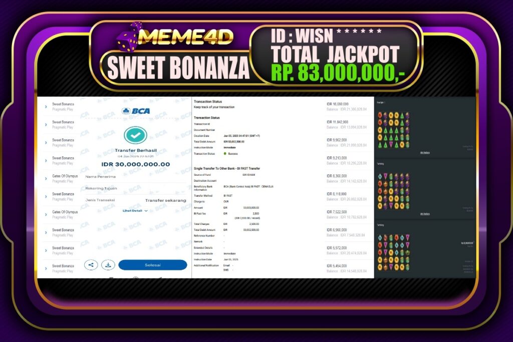 Bukti Jp MEME4D Slot Online 05 Juni 2025