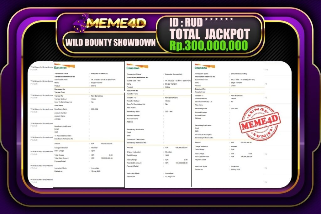 Bukti Jp MEME4D Slot Online 14 Juli 2025