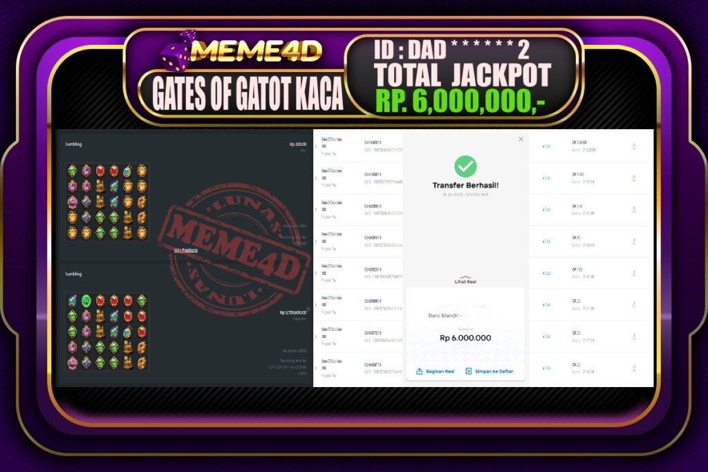 Bukti Jp MEME4D Slot Online 18 Juli 2025