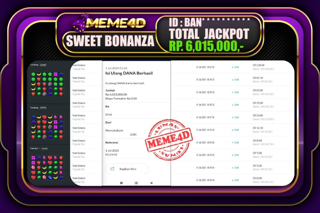 Bukti Jp MEME4D Slot Online 01 Juli 2025