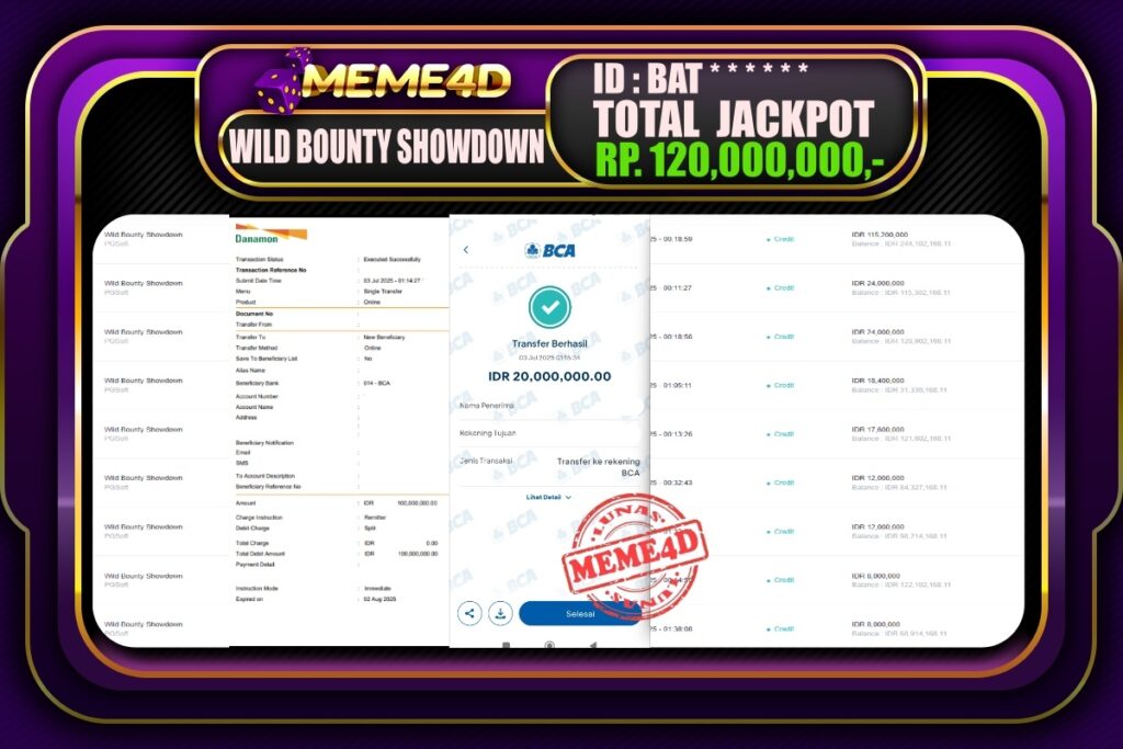 Bukti Jp MEME4D Slot Online 03 Juli 2025