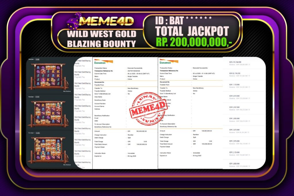 Bukti Jp MEME4D Slot Online 06 Juli 2025