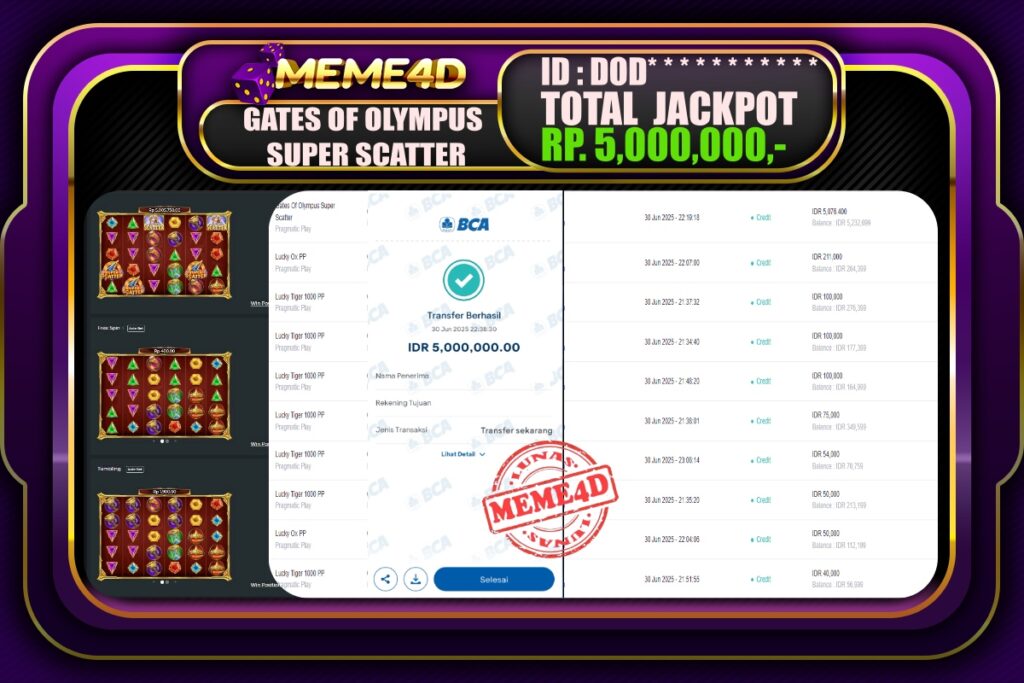 Bukti Jp MEME4D Slot Online 01 Juli 2025